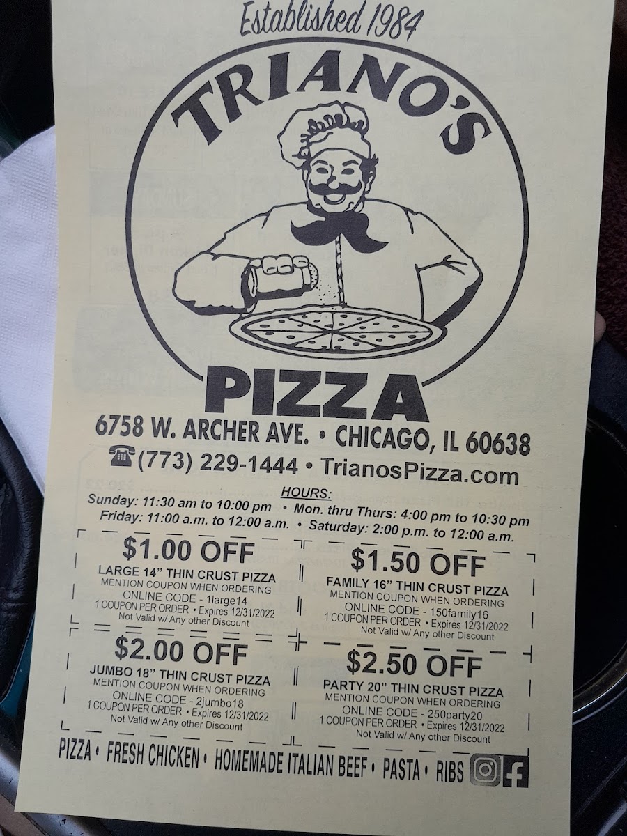Menu Triano's Pizza-9